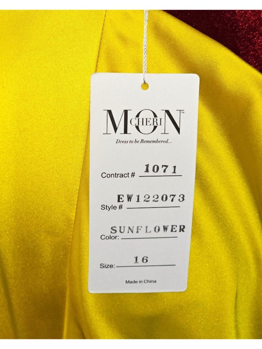 NWT Ellie Wilde Mon Cheri Sunflower Yellow Satin Long Prom Dress Size 16 1751 - Picture 12 of 16